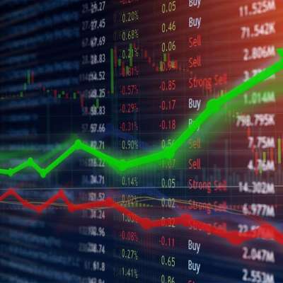 Stock market imagery with trend lines